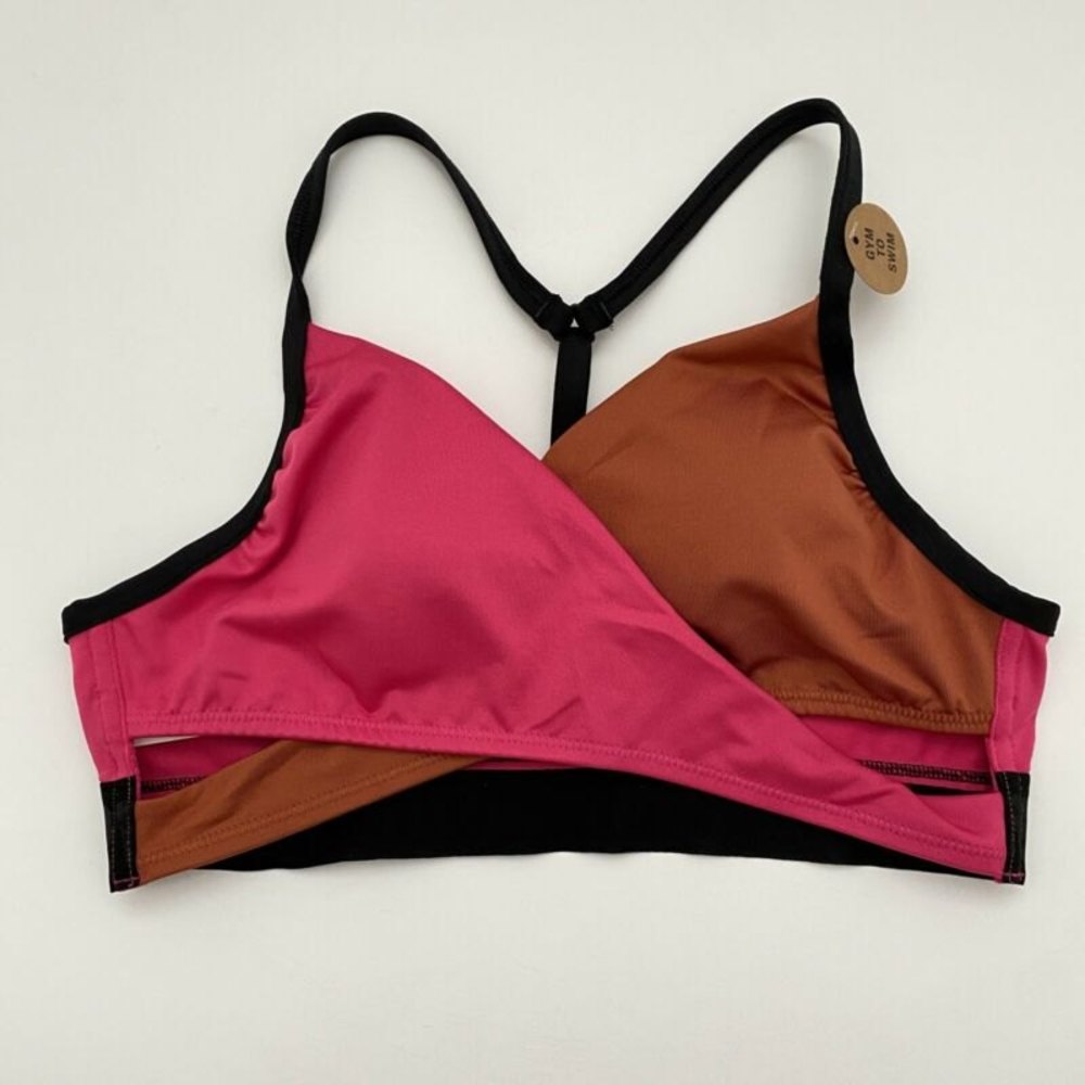 Victorias Secret Sz Small NWT Gym to Swim Bodywrap Top Pink Orange Multi NEW